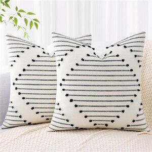 Boho Indoor Outdoor Throw Pillow Covers 18X18 Set of 2, Farmhouse